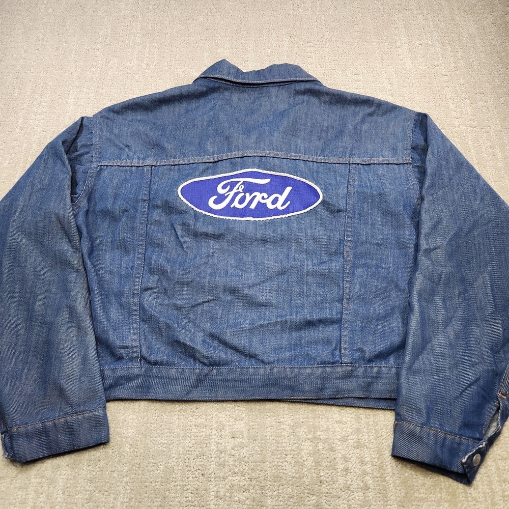 Vintage 60s 70s Denim Jacket Men Large Jc Pennys Ranch Craft Mechanic Cropped